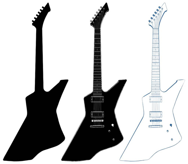  Beyaz illüstrasyon izole elektro gitar vektör - Vektör, Görsel