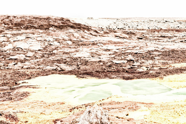 στην Αιθιοπία danakil Αφρική η ηφαιστειακή κατάθλιψη της dallol στη λίμνη και οξύ sulfer όπως στον Άρη - Φωτογραφία, εικόνα