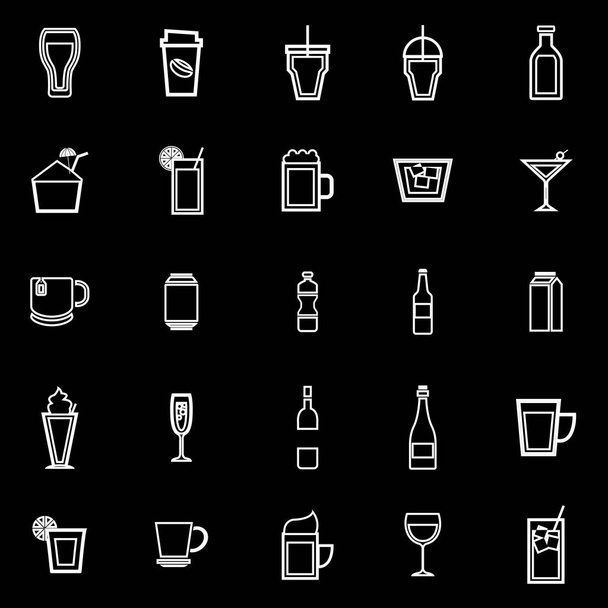 Iconos de línea de bebidas sobre fondo negro
 - Vector, imagen