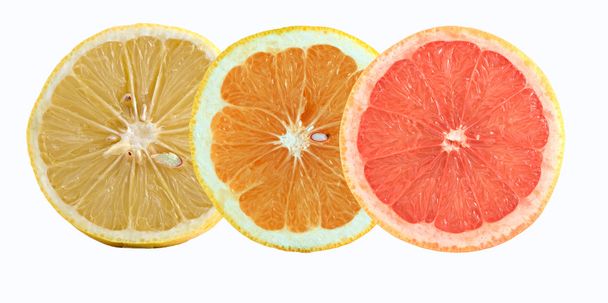 Кусочки лимона, апельсина и грейпфрута
 - Фото, изображение