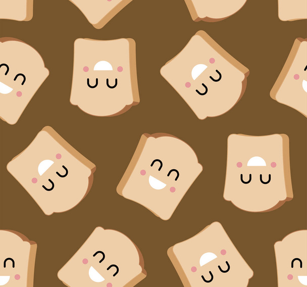 Piece of bread seamless pattern. Food texture Vector illustratio - Вектор, зображення
