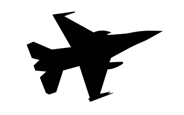 f16 silhouette on white background - Vector, Image