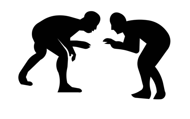 wrestling silhouette clip art on white background - Vector, Image