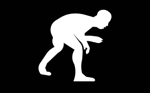 white wrestling silhouette clip art on black background - Vector, Image