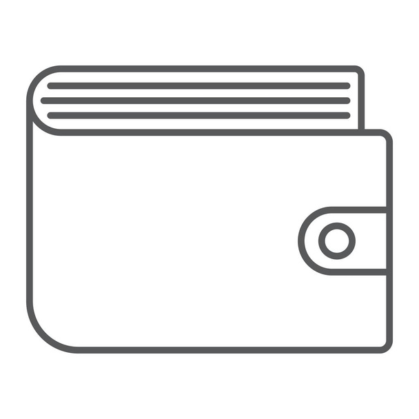 Brieftasche dünne Linie Symbol, E-Commerce und Marketing, Handtaschenzeichenvektorgrafik, ein lineares Muster auf weißem Hintergrund, Folge 10. - Vektor, Bild