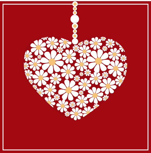 Tarjeta de felicitación vectorial con corazón floral
. - Vector, Imagen