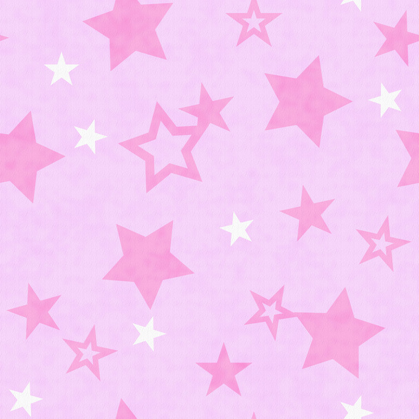 Pink and White Star Fabric Background - Photo, Image