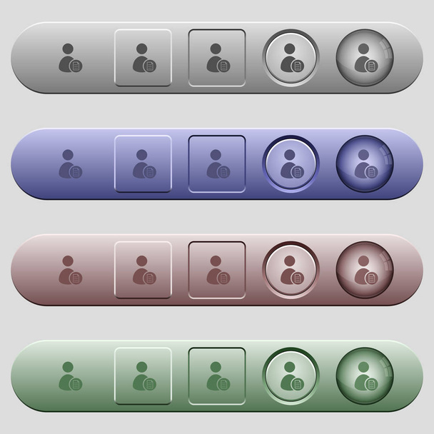 User account properties icons on horizontal menu bars - Vector, Image