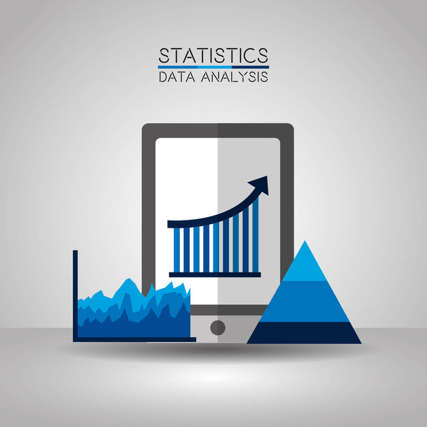 mobilnych statystyk dane analytics proces wykresu - Wektor, obraz
