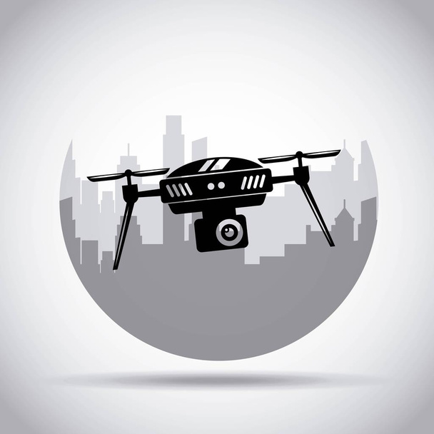drone sur le fond de la ville avec mécanisme de caméra télécommandé
 - Vecteur, image
