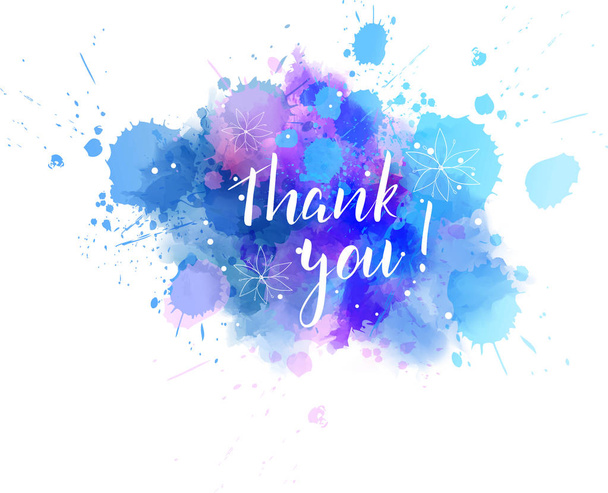 Thank you lettering on watercolored background - Διάνυσμα, εικόνα