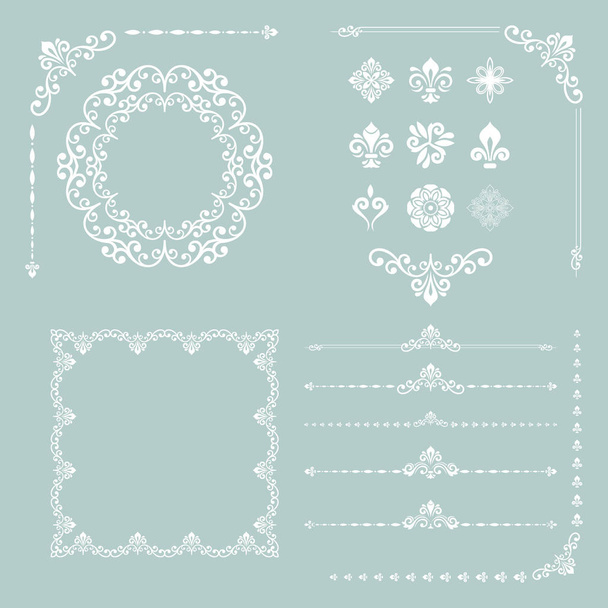 Vintage Set of Vector Horizontal, Square and Round Elements - Vector, imagen