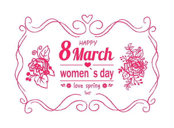 Happy Womens Day March 8 Greeting Card with Frame - ベクター画像