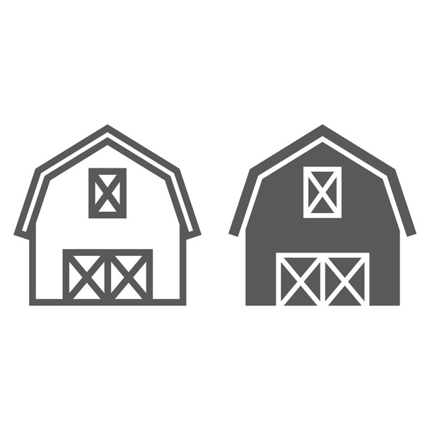 Ovoce Crush stodola a ikony glyfů, zemědělství a zemědělství, farma hangáru znamení vektorové grafiky, lineární vzor na bílém podkladu, eps 10. - Vektor, obrázek