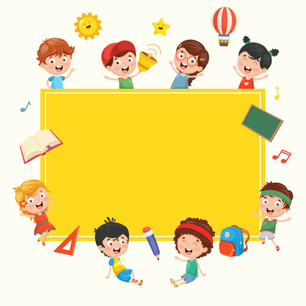 Funny Kids Holding Blank Placard - Vector, Image