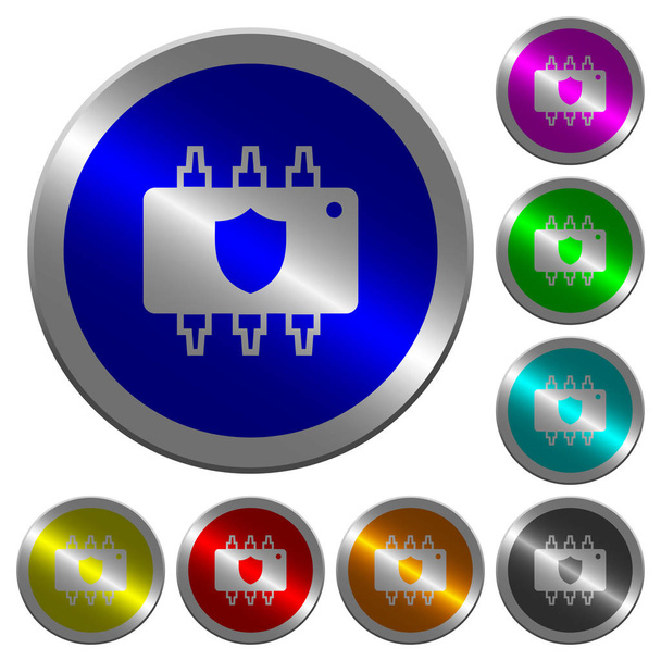 ハードウェア保護光のコインのようなラウンド カラー ボタン - ベクター画像
