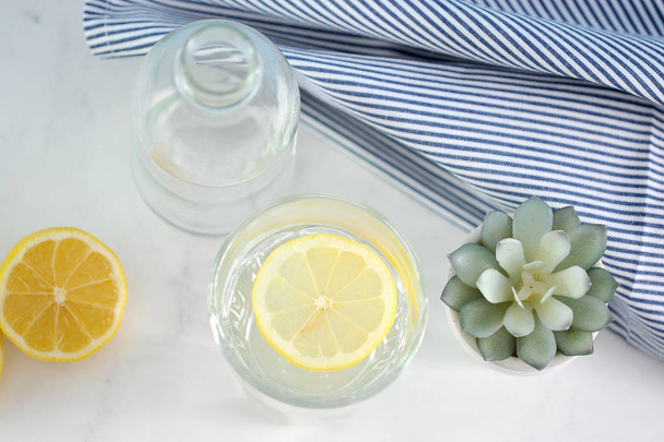 limon ve kaktüs ile su  - Fotoğraf, Görsel