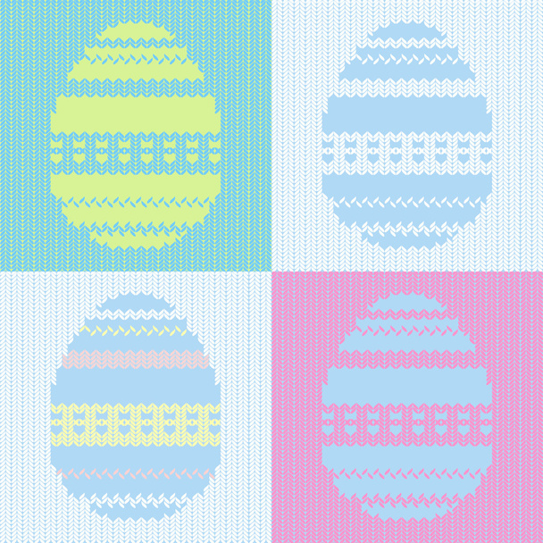 Knitted easter card with painted eggs. Vector illustration. - Vector, Image