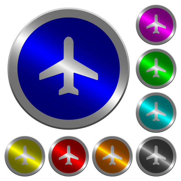 Letadlo svítící mince připomínající kolo barevná tlačítka - Vektor, obrázek