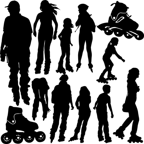 Rollerblade silhouettes - Vector, Image