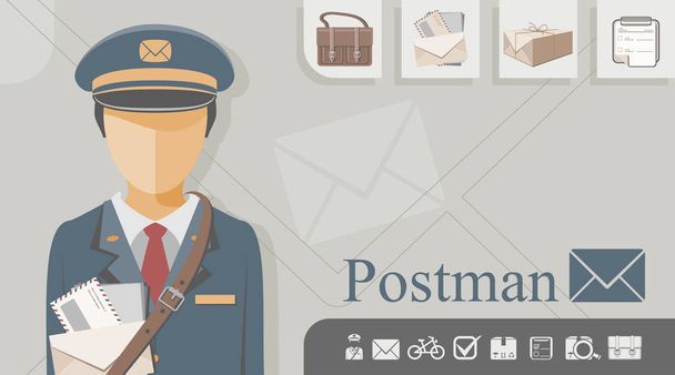 Mail carrier with related icons - Vector, Image