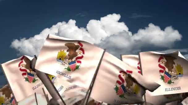 Κουνώντας σημαίες κατάστασης του Ιλλινόις (άνευ ραφής & άλφα κανάλι) - Πλάνα, βίντεο