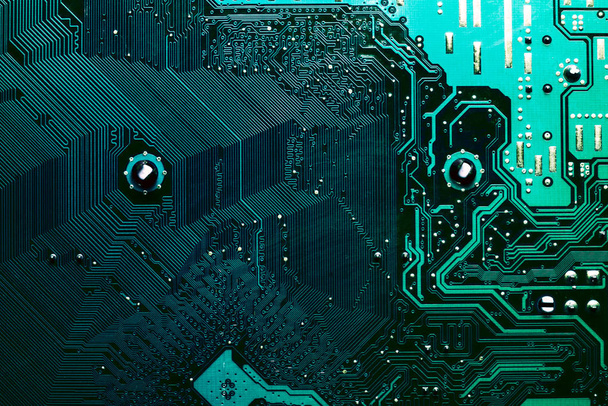 Close up of a printed green computer circuit board - Fotografie, Obrázek