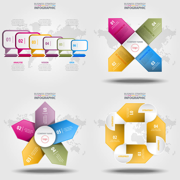 ビジネス インフォ グラフィック デザイン テンプレート イラストのセット - ベクター画像