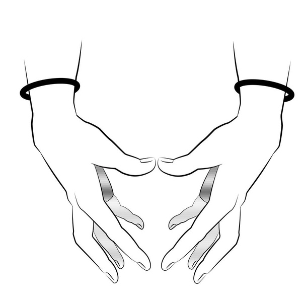 lijn ontwerp tatoeage van dubbele hand. eenvoudige minimalistische stijl geïnspireerd - Vector, afbeelding