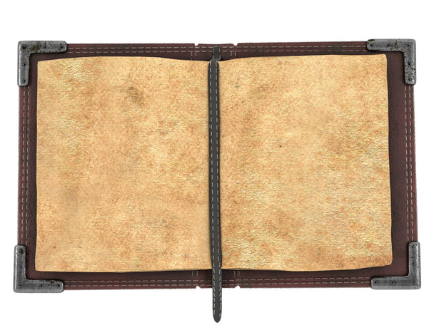 old open book on isolated white background. 3d illustration - Photo, Image