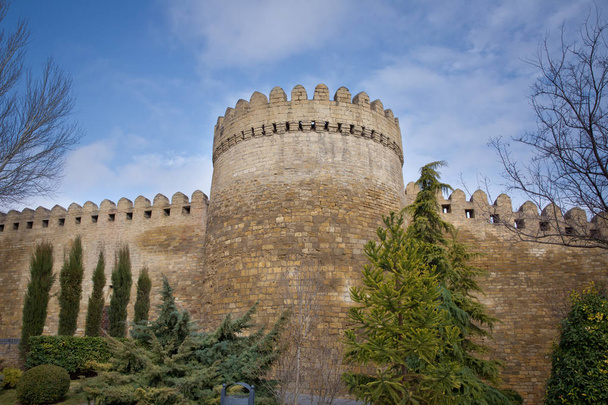 Icheri Sheher in Baku. Azerbaijan . Gate of the old fortress, entrance to Baku old town. Baku, Azerbaijan. Walls of the Old City in Baku . Icheri Sheher is a UNESCO World Heritage Site - Photo, Image