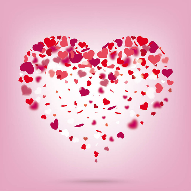 Flying hearts on pink background - Διάνυσμα, εικόνα
