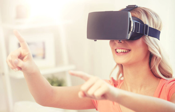 woman in virtual reality headset or 3d glasses - Valokuva, kuva