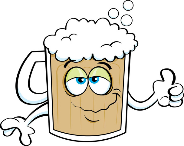 Illustration de dessin animé d'une tasse de bière donnant les pouces vers le haut
. - Vecteur, image