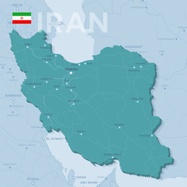 Verctor Mapa de ciudades y carreteras en Irán
. - Vector, imagen