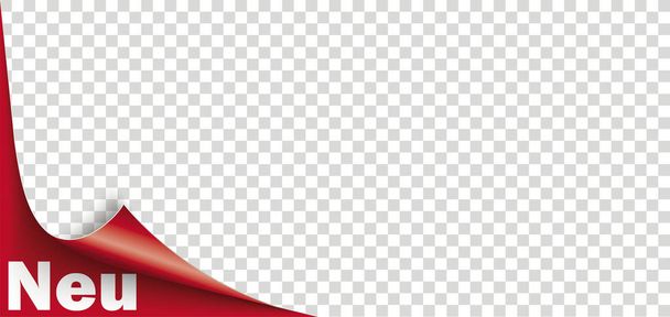 Красный прокрученный угловой баннер с немецким словом Мбаппе, перевести новое
 - Вектор,изображение