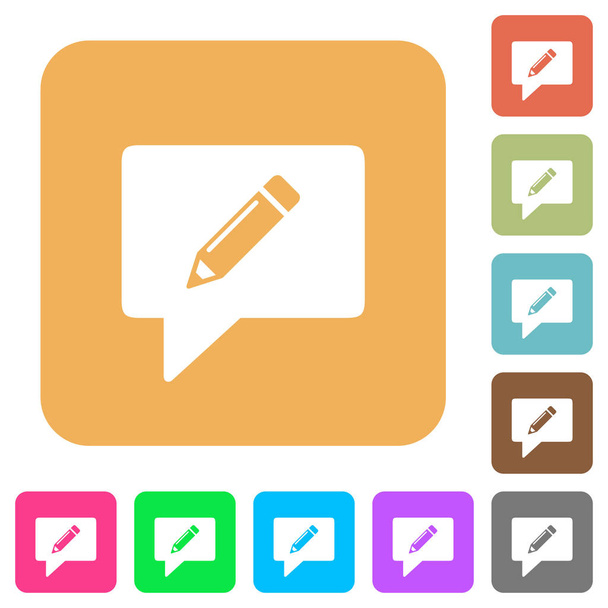 writing comment rounded square flat icons - Vector, Image