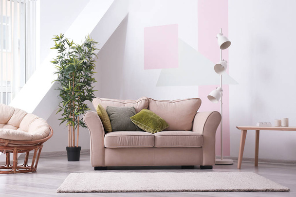 Living room interior with comfortable sofa - Foto, Imagem