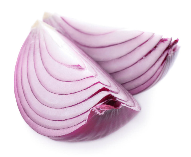 Sliced red onion on white background - Foto, Bild