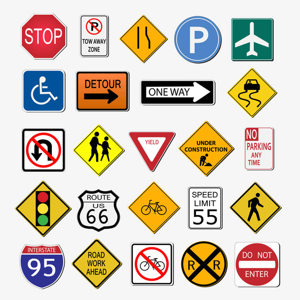 Road Signs Illustration - Vector, Image