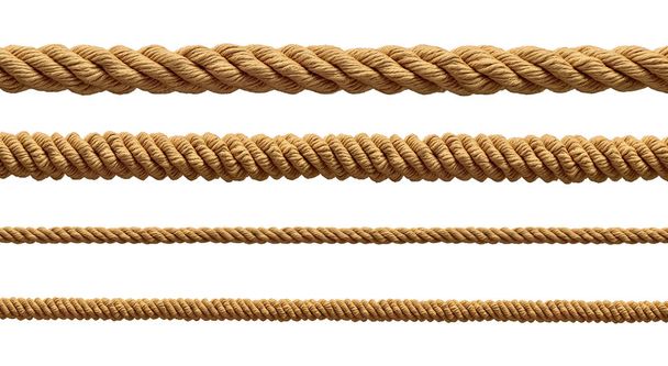 collection of  various ropes string on white background. each one is shot separately - Photo, Image