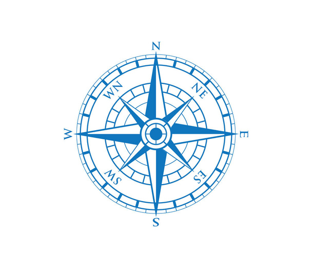 compass wind rose travel adventure direction navigation vector logo design - Vector, Image