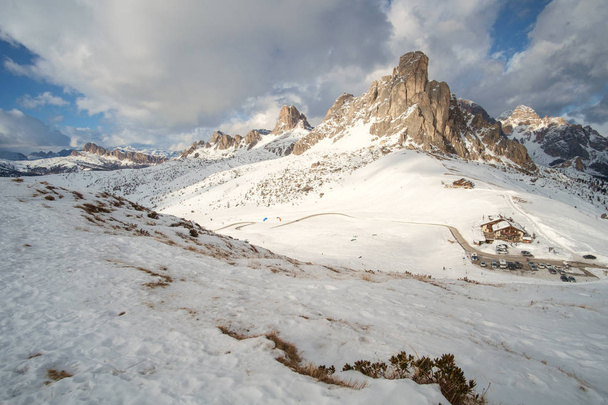 Φανταστική χειμερινό τοπίο κοντά Passo Giau - Δολομίτες - Ιταλία - Φωτογραφία, εικόνα