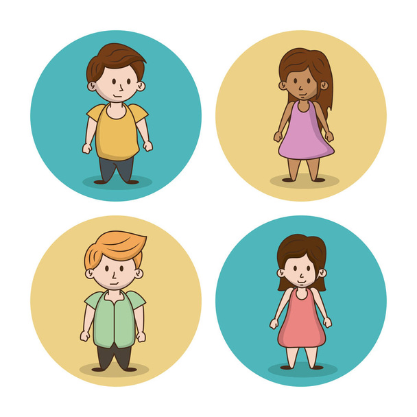 Little kids cartoon icons - Vector, imagen