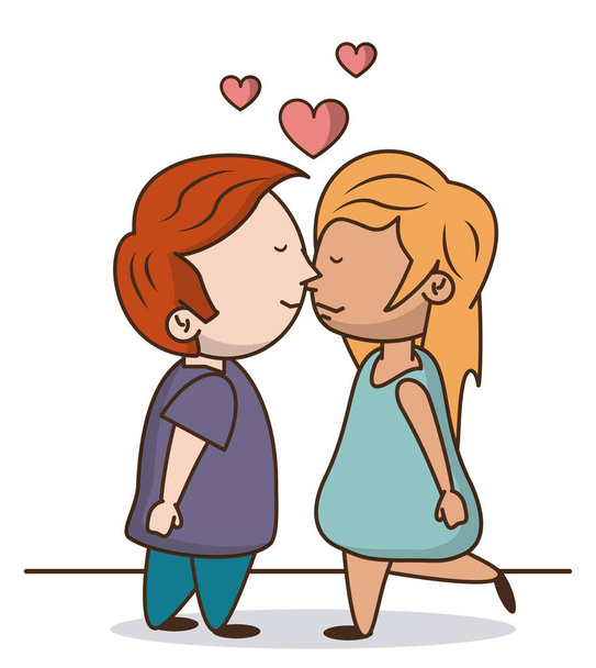 Kinderen in liefde cartoon - Vector, afbeelding