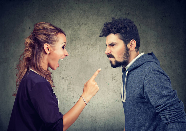 quarrel between angry man and frustrated woman - Foto, Imagem