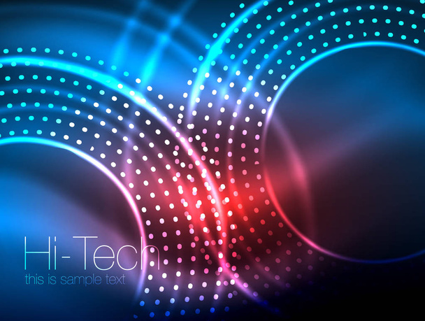 Magické neon kruhu tvar abstraktní pozadí, lesklé světelný efekt šablony pro web banner, podnikání nebo technologie prezentace pozadí nebo prvky, vektorové ilustrace - Vektor, obrázek