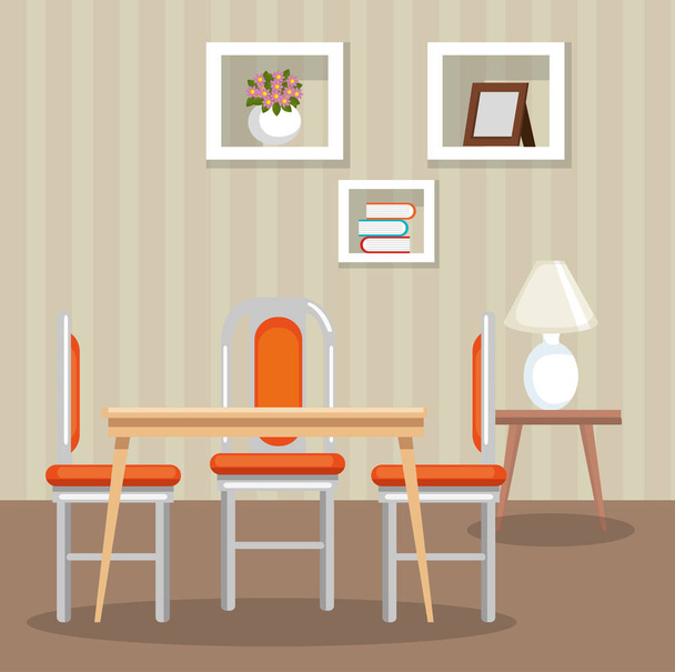 elegant dinning room scene - Vector, imagen
