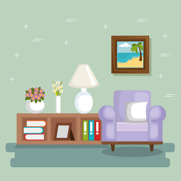 elegant living room scene - Vector, Image