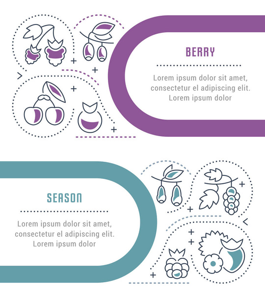 Website Banner and Landing Page of Berry Season. - Vector, Image